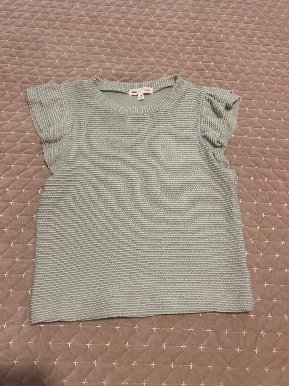 Moa Moa soft mint ribbed top
